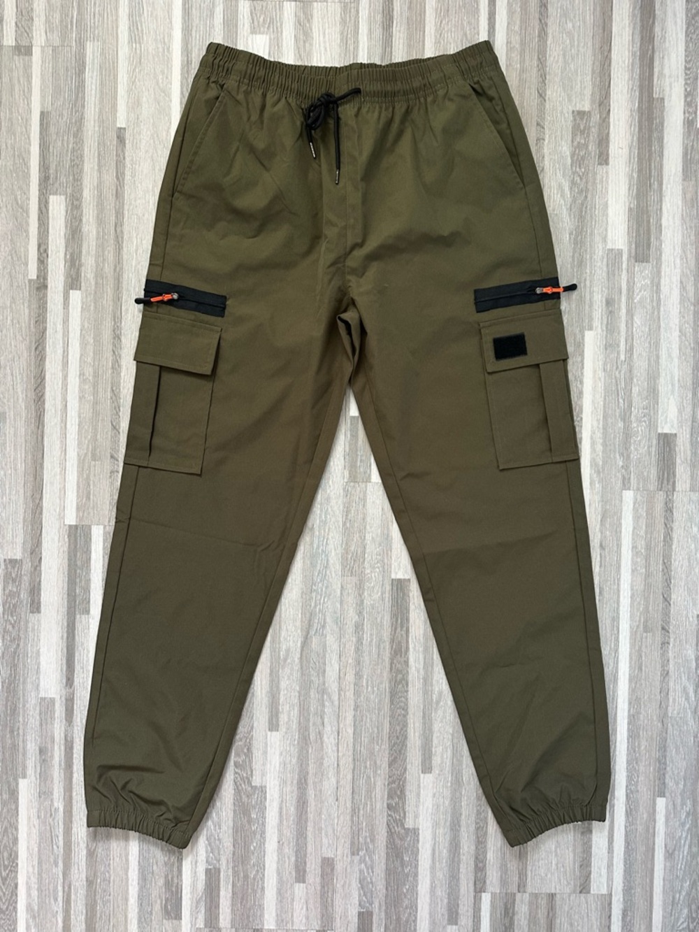 Men's Olive Cargo Jogger Pants - Casual Utility Style,size M